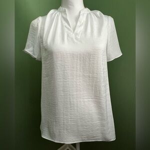 Alfani Cap Sleeve V-Neck High Low Lightweight White Blouse, Size XS